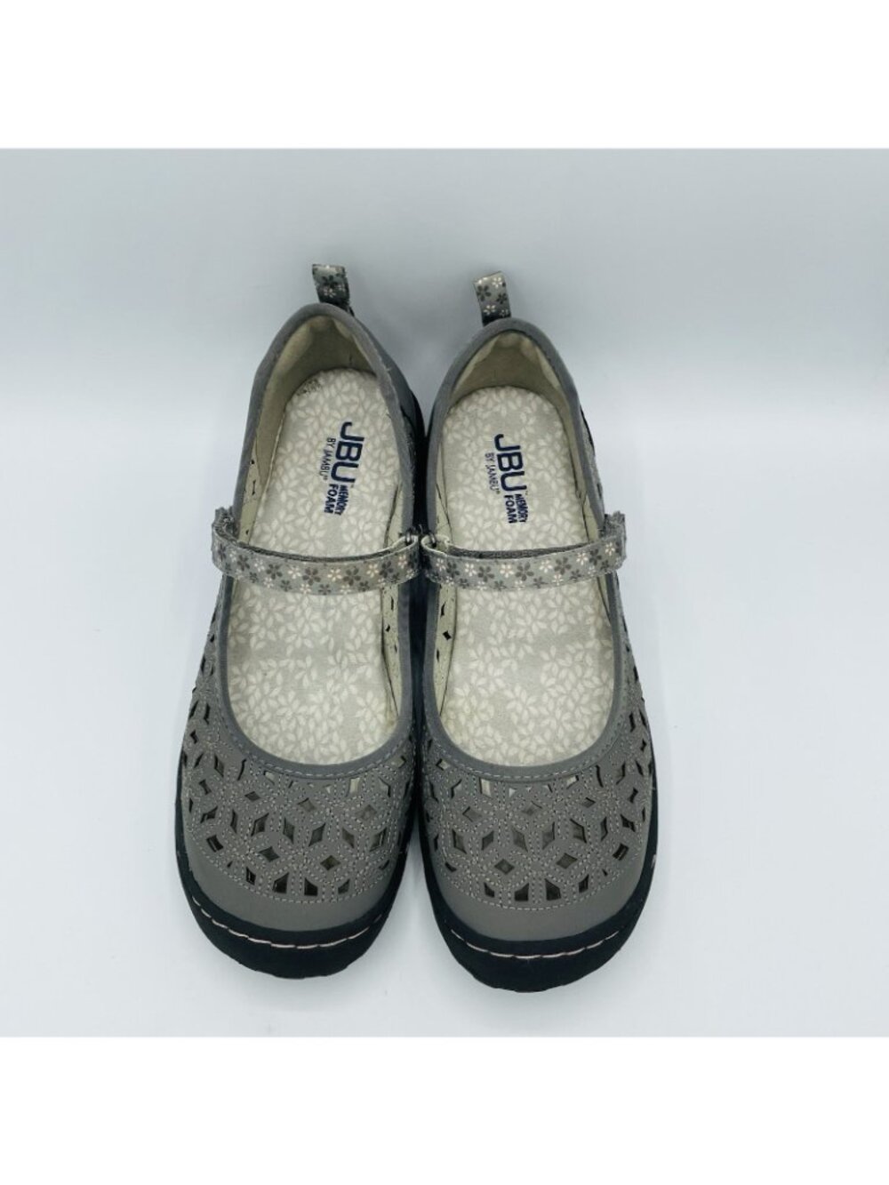 JBU By Jambu Duck Shoes Womens Size 8 M Gray Vegan Floral Memory Foam Mary Jane - Picture 5 of 11